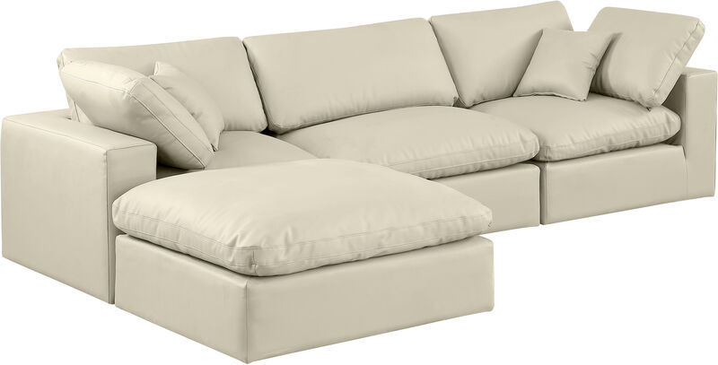 Meridian Furniture Comfy Cream Vegan Leather Modular Sectional