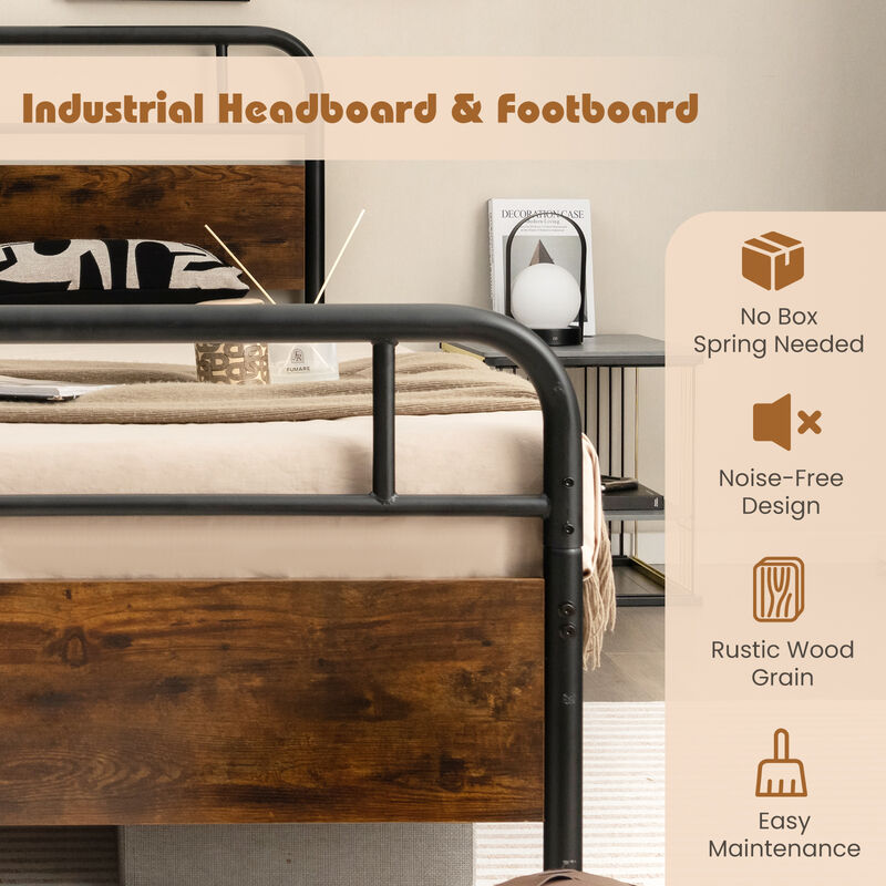 Bed Frame with Industrial Headboard