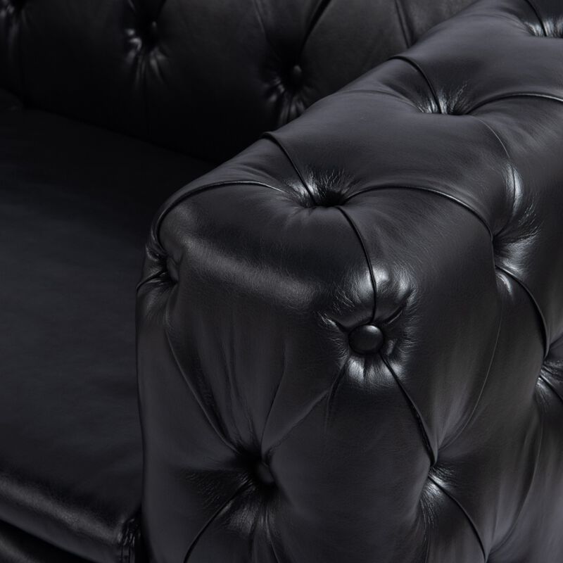 Cintco 84.06 Inch Chesterfield Tufted PU Leather 3‑Seat Sofa image number 6