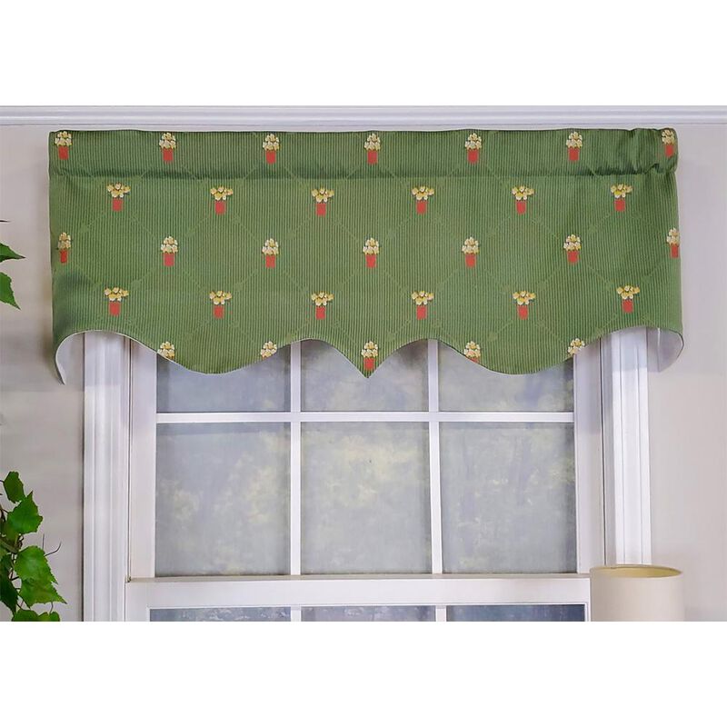 RLF Home Modern Design Classic Flower Pot Regal Style Window Valance  50" x 17" Emerald