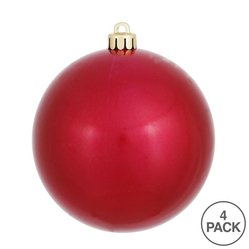 Vickerman Candy Finish Shatterproof Christmas Ball Ornament, UV Resistant with Drilled Cap, 4 per Bag, 6", Wine image number 2