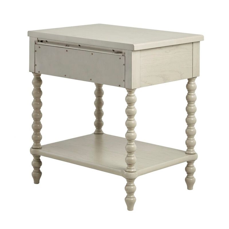 Starlight Canyon Home Beige Bedside Table With Solid Wood Frame And Mdf With Wood Veneer Finish