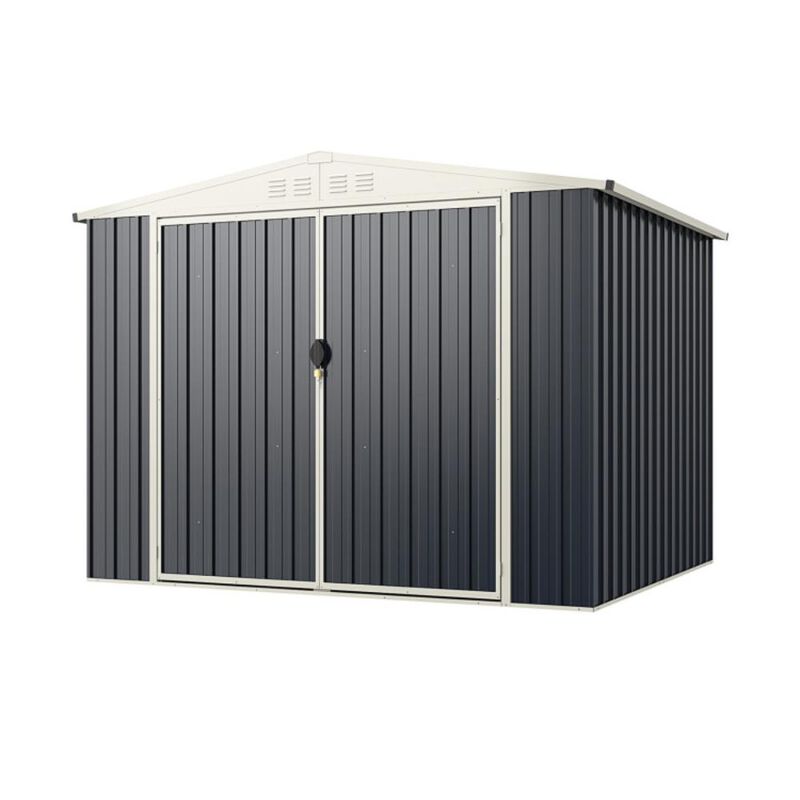 Hivvago 7.5 x 6.3 FT Metal Outdoor Storage Shed with Lockable Door