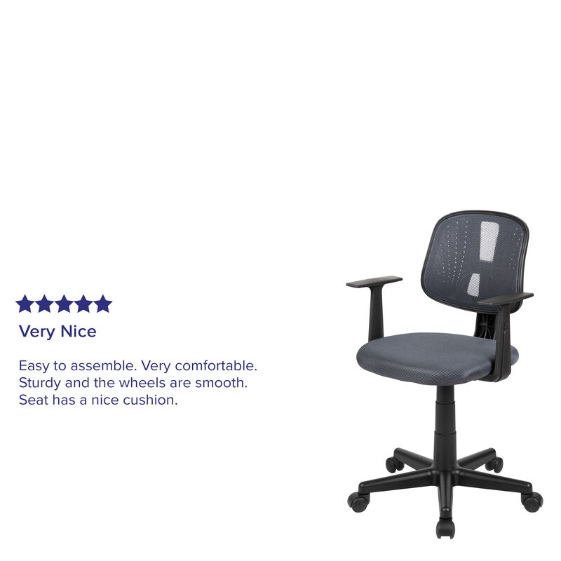 Flash Fundamentals Mid-Back Gray Mesh Swivel Task Office Chair with Pivot Back and Arms image number 4
