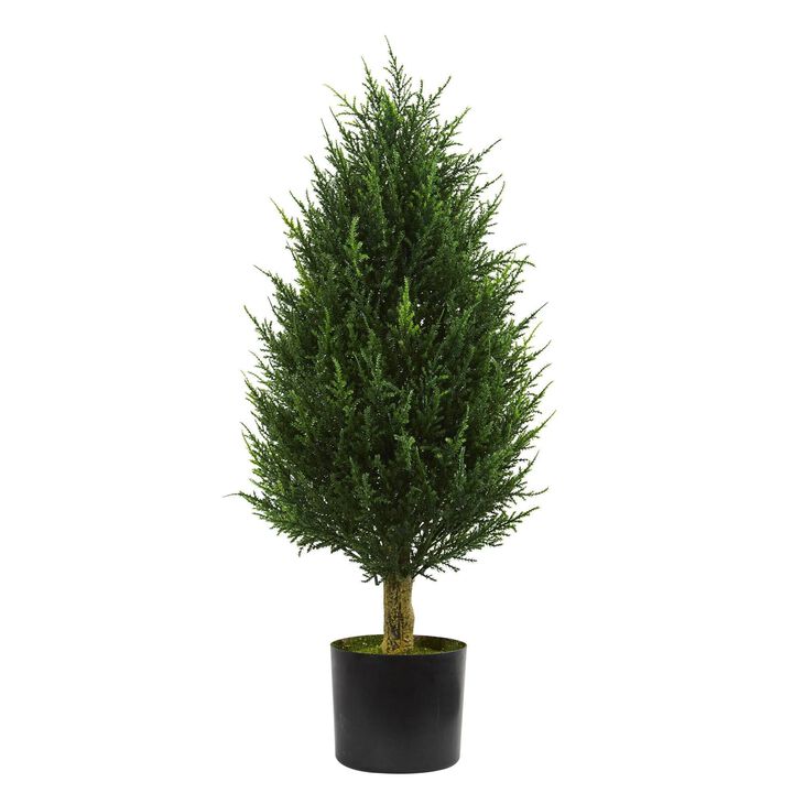 Nearly Natural 3-ft Cypress Tower Tree UV Resistant (Indoor/Outdoor)