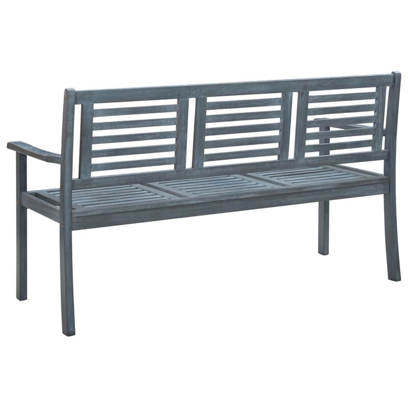 vidaXL Solid Eucalyptus Wood 3-Seater Patio Bench - Gray - Weather-Resistant Outdoor Furniture for Garden/Terrace - Ergonomic Design with Backrest - Easy Assembly, Maximum Load Capacity: 705.5 lb