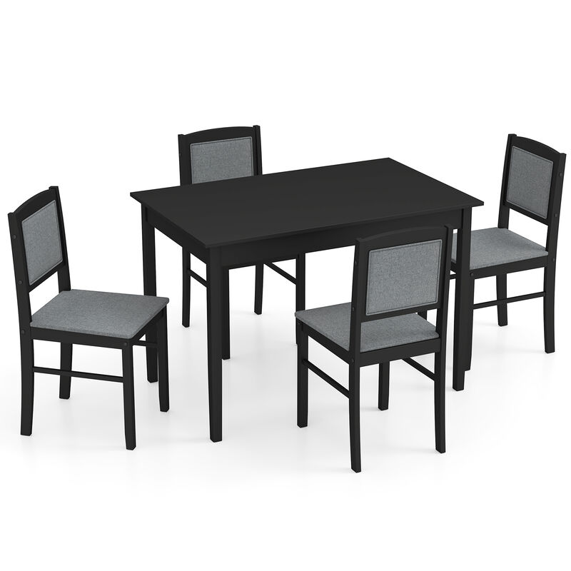 Wooden 5-Piece Kitchen Table Set for 4 with Durable Rubber Wood Legs
