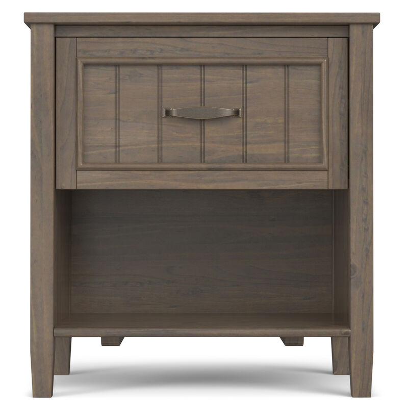 Lev SOLID WOOD 24 inch Wide Transitional Bedside Nightstand Table in Smoky Brown