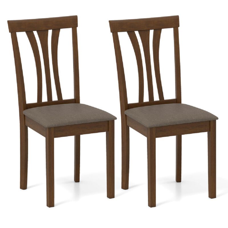 Set of 2 Wooden Dining Chairs, Linen Fabric Upholstered with Rubber Wood Frame image number 0