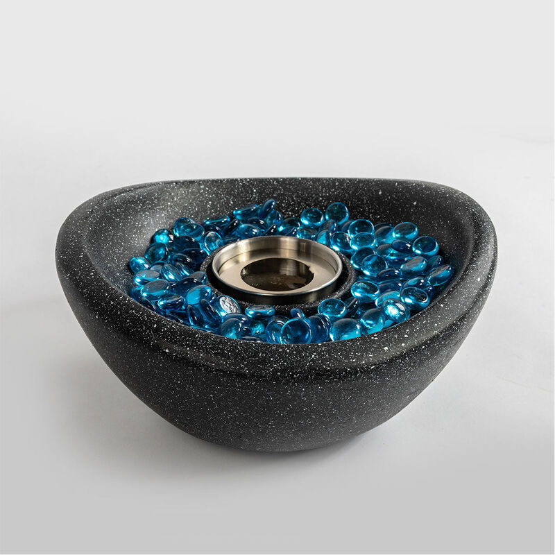 Mondawe Black Indoor And Outdoor Concrete Fire Pit, Mini Smoke-Free Tabletop Fire Bowl
