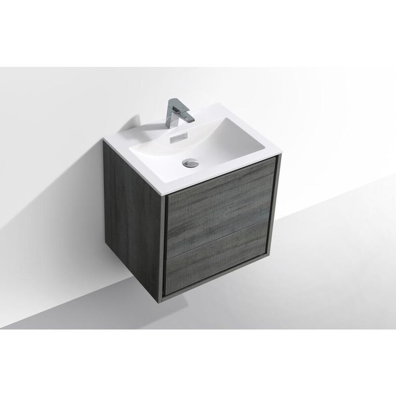 Kubebath DeLusso 24 Ocean Gray Wall Mount Modern Bathroom Vanity