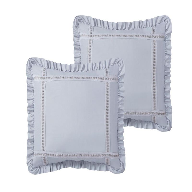 Chic Home Yvette Comforter Set Ruffled Pleated Flange Border Design Bed In A Bag Grey, Queen image number 3