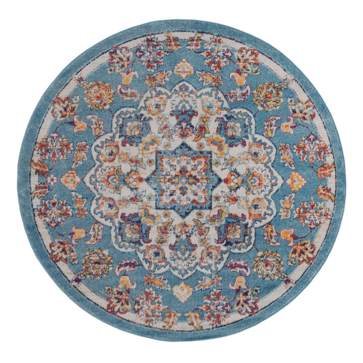 HomeRoots Medallion Power Loom Round Rug
