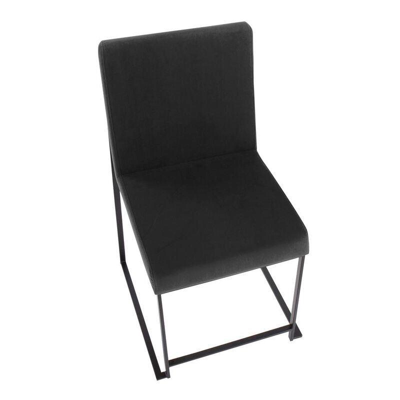 LumiSource Black Steel, Black Velvet High Back Fuji Dining Chair - Set of 2