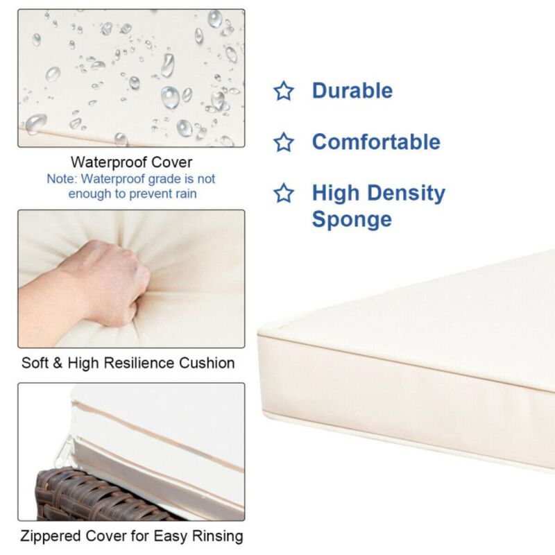 Hivvago 3 Pieces Outdoor Rattan Wicker Bar Set with 2 Cushions Stools