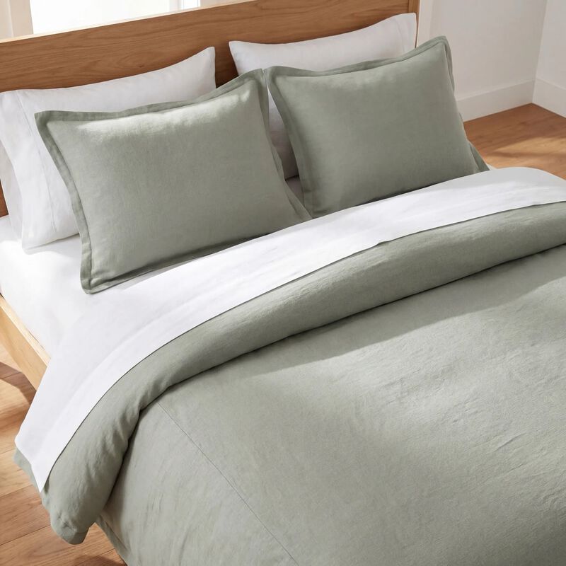 Hera Sage Queen Duvet Cover Set image number 1