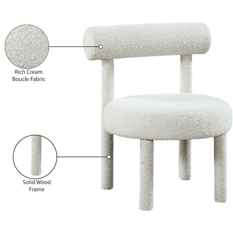 Meridian Furniture Parlor Cream Boucle Fabric Accent Chair