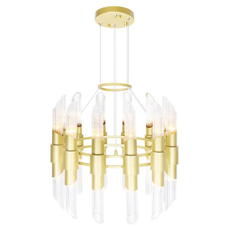 CWI Lighting Croissant 24 Light Chandelier With Satin Gold Finish