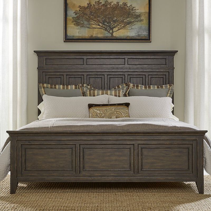 Liberty Furniture Queen Panel Bed in Rubberwood Solids & Split Heart White Oak Veneers image number 5
