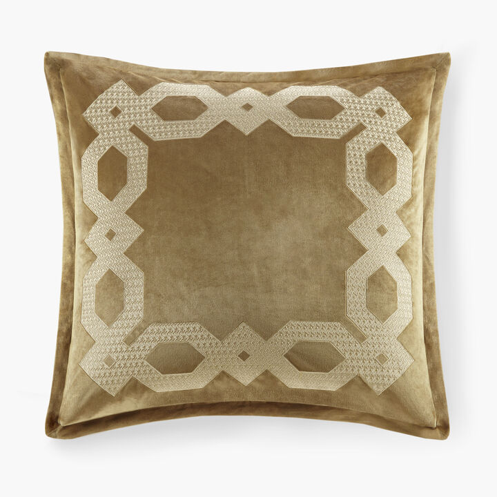 Gracie Mills Mallor Geometric Embroidered Velvet European Pillow Sham