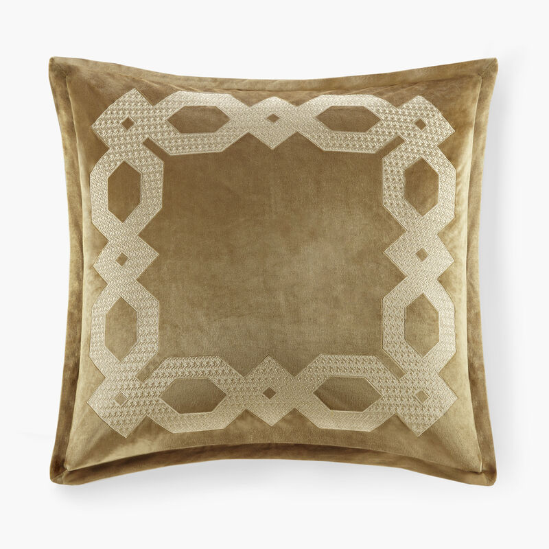 Gracie Mills Mallor Geometric Embroidered Velvet European Pillow Sham