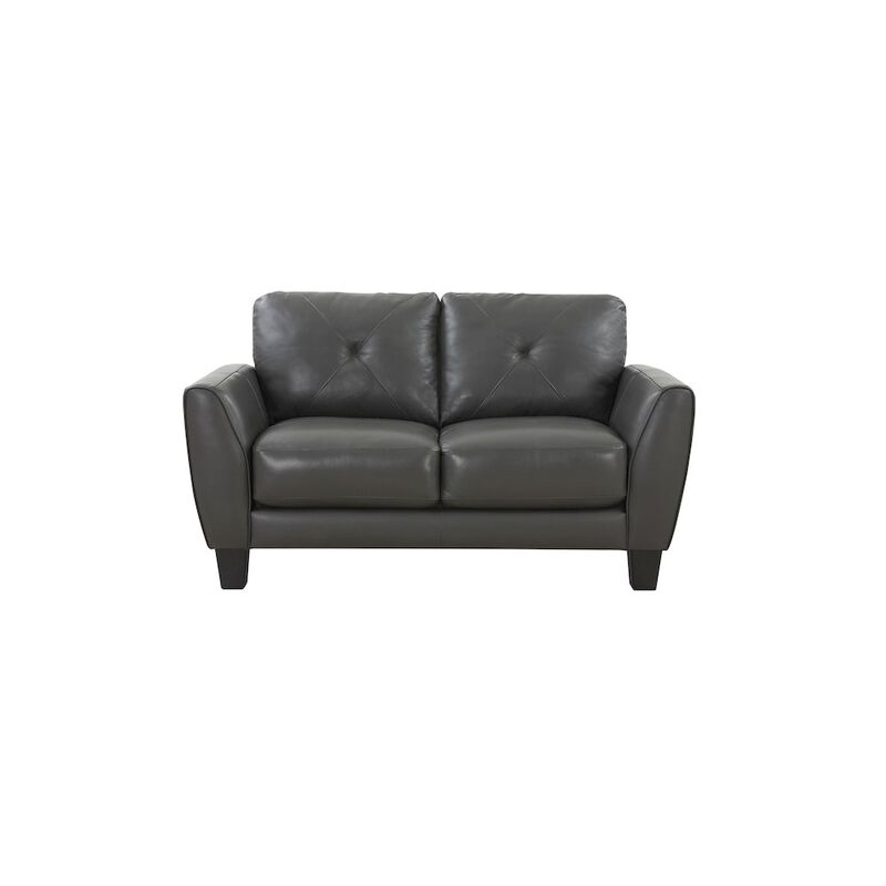 Porter Designs Trento Top Grain Leather Loveseat, Gray