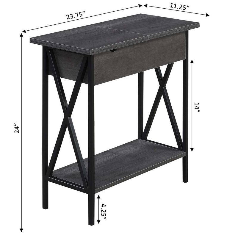 Convience Concept, Inc. Tucson Flip Top End Table with Charging Station and Shelf