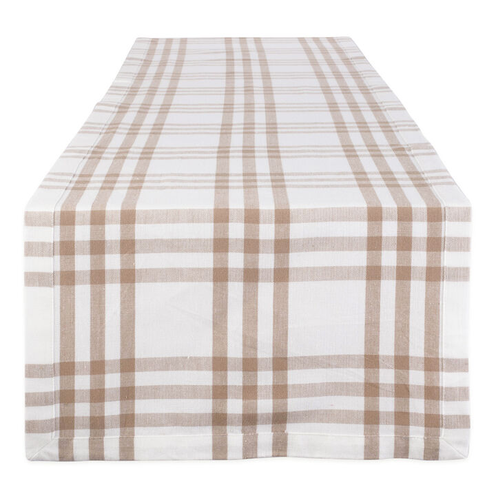 72" Table Runner with Brown Checkered Design