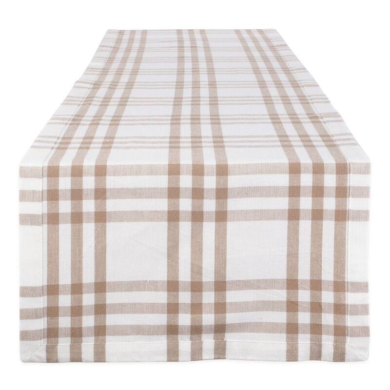 72" Table Runner with Brown Checkered Design image number 1