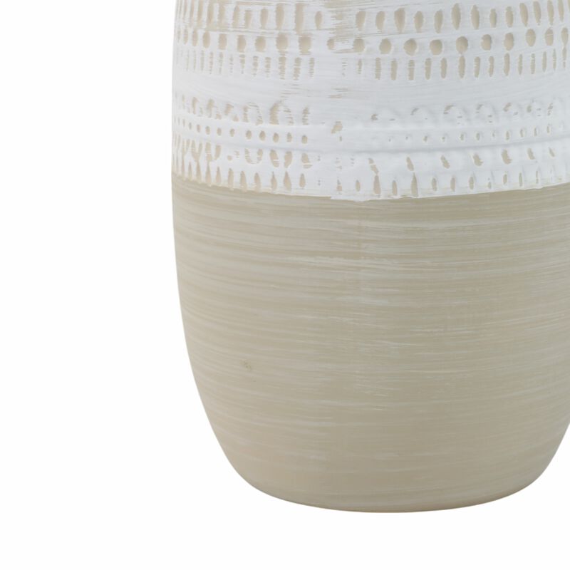 Ceramic 8" Tribal Vase, Beige image number 4