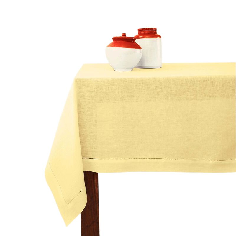 Solino Home 100% Pure Linen Tablecloth - Classic Hemstitch