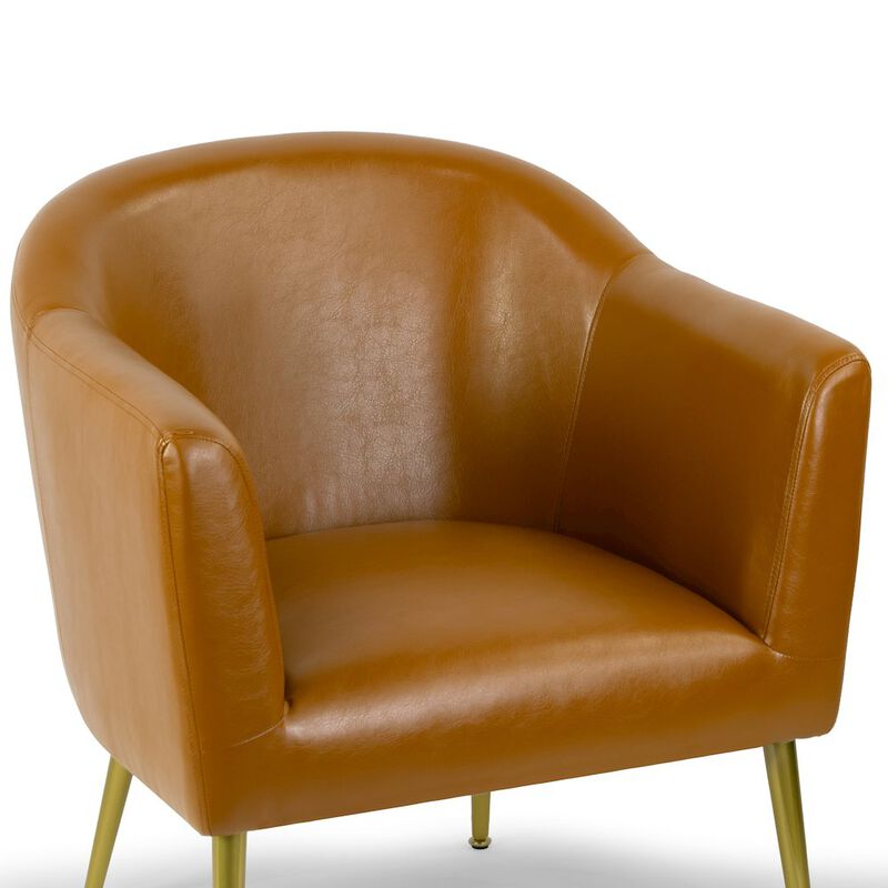 Glamour Home Avi Cappuccino Faux Leather Accent Chair with Golden Legs