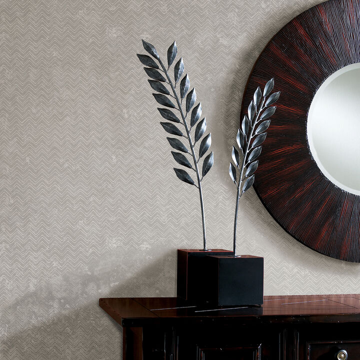 Luna Silver Distressed Chevron Wallpaper