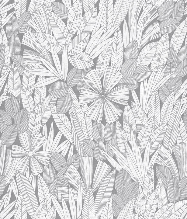 Bannon Grey Leaves Wallpaper