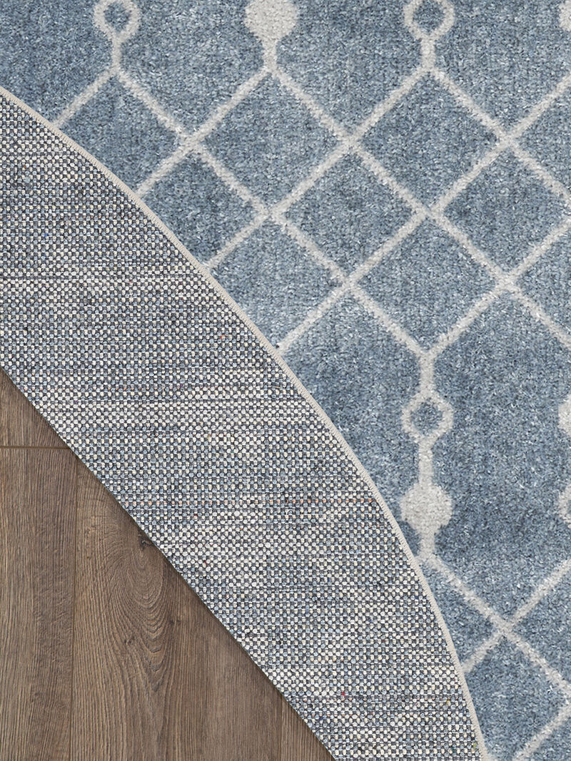 Astra Machine Washable ASW10 Blue 7'10" Round Rug