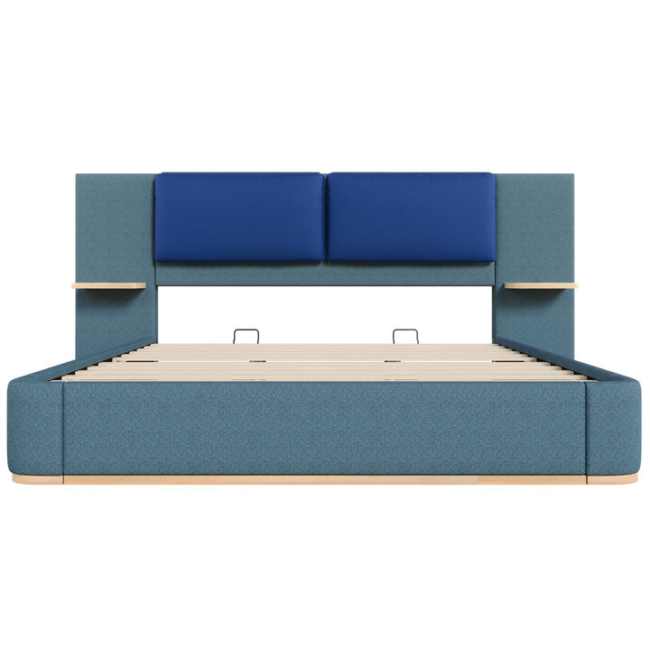 Merax Upholstered Bed Frame with Side Shelves