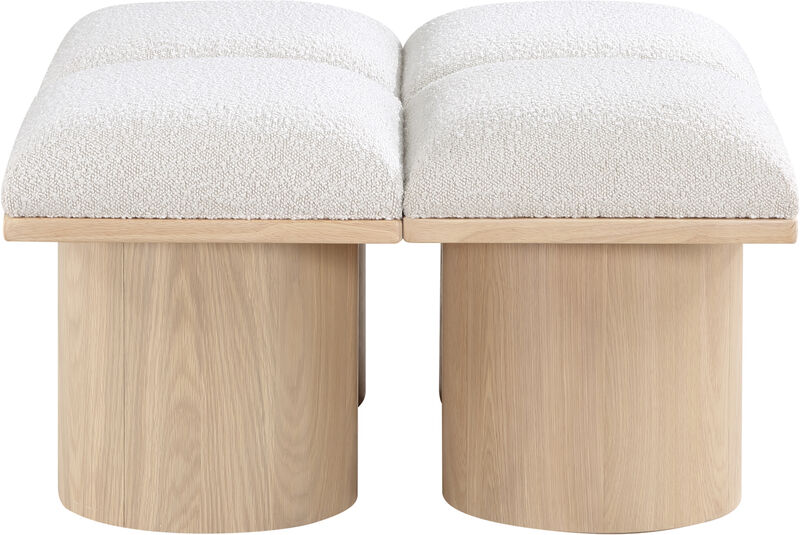 Meridian Furniture Pavilion Cream Boucle Fabric Bench