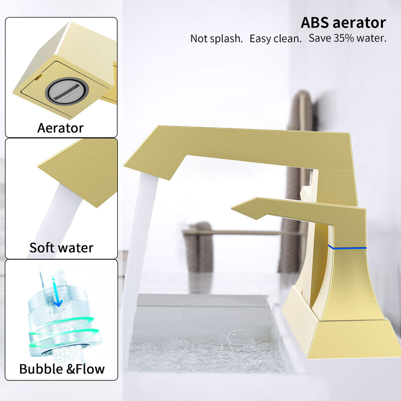 2-Handle Heavy-Duty Bathroom Faucet with Drain & Supply Kits, Modern Deck-Mounted Sink Faucet