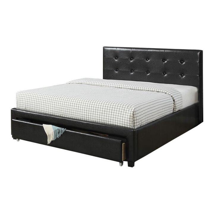 Bedroom Furniture Black Storage Under Bed Queen Size bed PU Leather upholstered