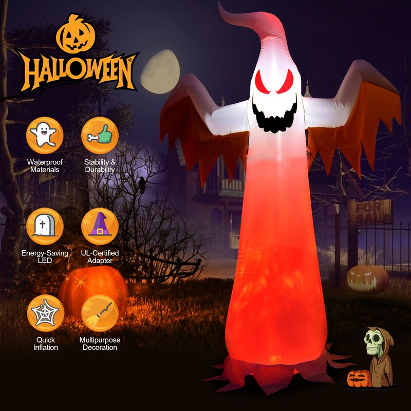 8 Feet Halloween Inflatable Ghost with Rotatable Flame LED Lights image number 4