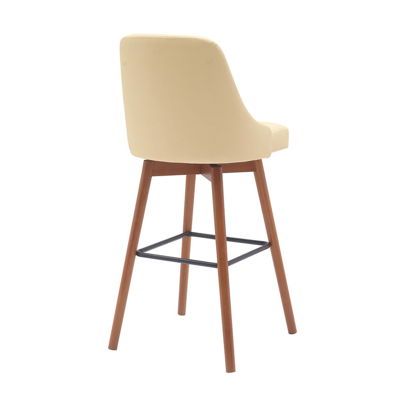 HomeRoots Solid Wood and Fabric Armless Swivel Bar Stool image number 3