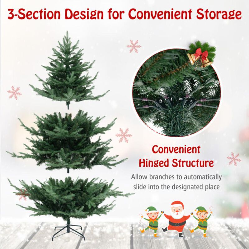 Hivvago 6/7/8 FT Pre-Lit Artificial Hinged Xmas Tree with 778/1480 PVC and PE Branch Tips