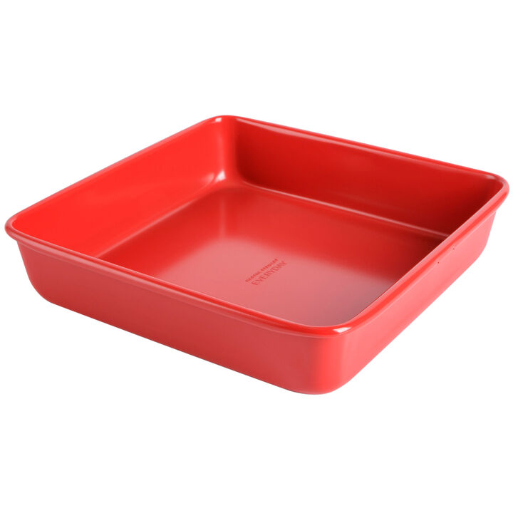 Martha Stewart Everyday 9 Inch Nonstick Carbon Steel Square Baking Pan in Red