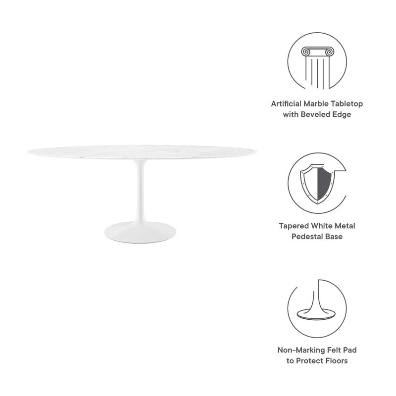 Modway - Lippa 78" Oval Artificial Marble Dining Table White