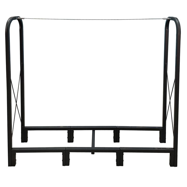 4.1ft Outdoor Indoor Fireplace Metal Wood Pile Storage Stacker Organizer