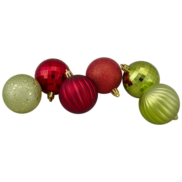 100ct Red and Green Shatterproof 3-Finish Christmas Ball Ornaments 2.5" (60mm)