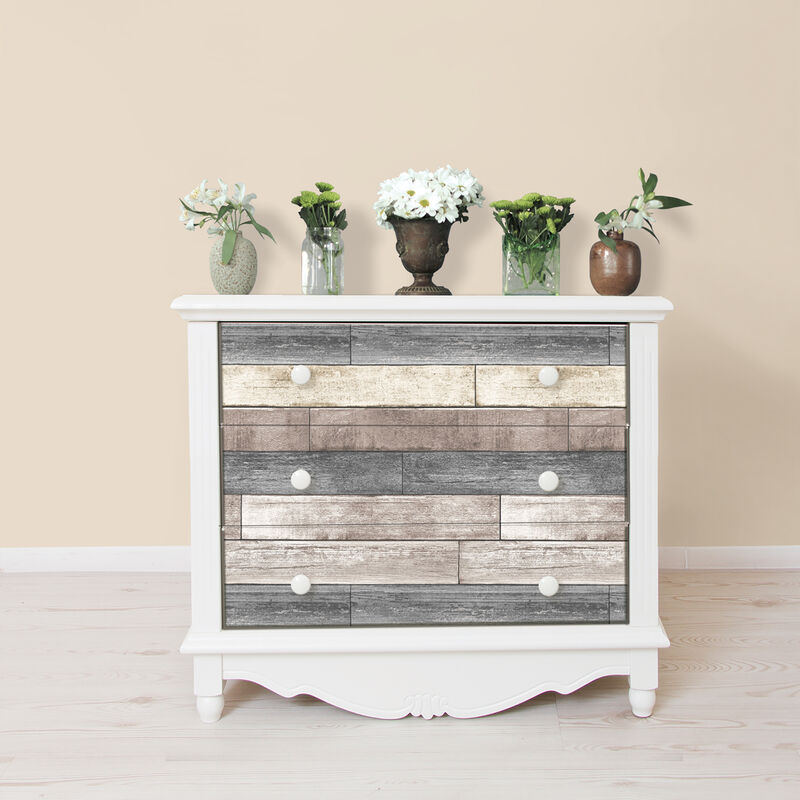 Natural Reclaimed Wood Plank Peel & Stick Wallpaper image number 3
