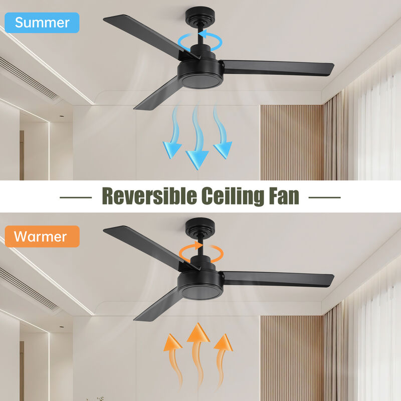 Streamdale 52 Inch Black Ceiling Fan Without Light, High Capacity DC Motor image number 4