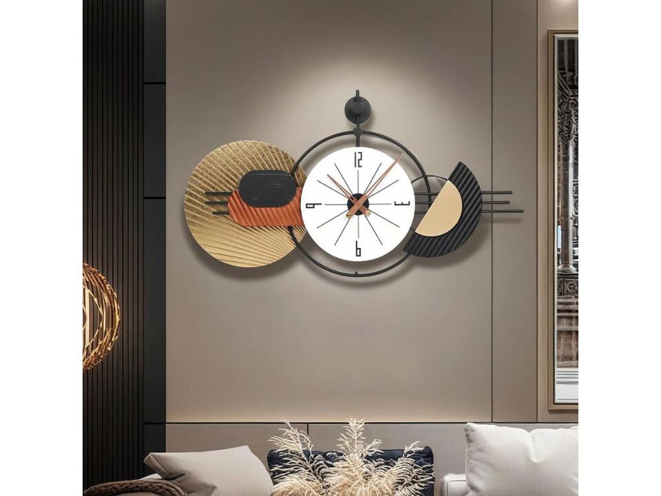 Large Modern Wall Clock 34x19 Inch Silent Non Ticking Battery Decorative Home