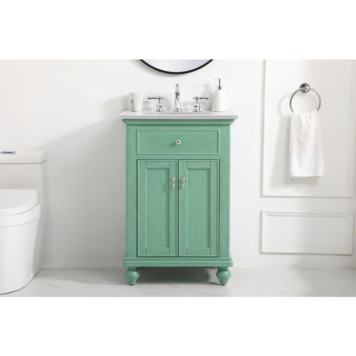 Elegant Kitchen and Bath 24 inch Single Bathroom vanity in vintage mint